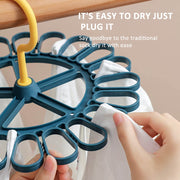 360 Degree Rotatable Sock Hanger With 20 Clips Round Laundry Drying Rack(White)