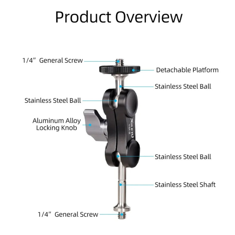 XILETU  TM Series Magic Arm With Dual Ballhead Camera Video Monitor Mount Adapter TM-2