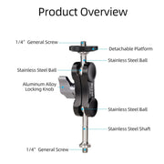 XILETU  TM Series Magic Arm With Dual Ballhead Camera Video Monitor Mount Adapter TM-3