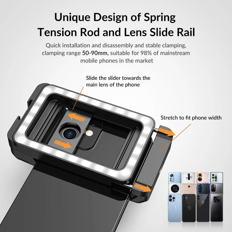 APEXEL  Multifunctional Fill Light Phone Clip With 1/4 Inch & M17 M37 Thread Tnterface APL-FL.23
