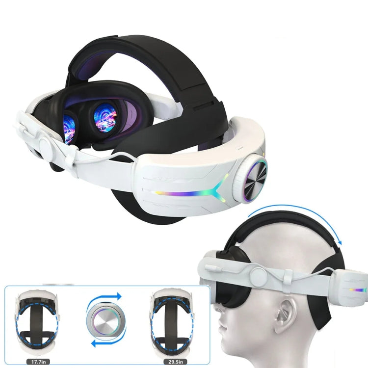 For Meta Quest 3 USB Rechargeable RGB Lighting Effect Adjustable Foldable Headset(Elite)