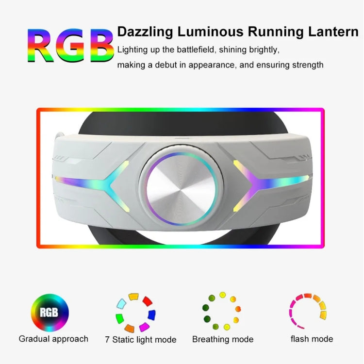 For Meta Quest 3 USB Rechargeable RGB Lighting Effect Adjustable Foldable Headset(Elite)