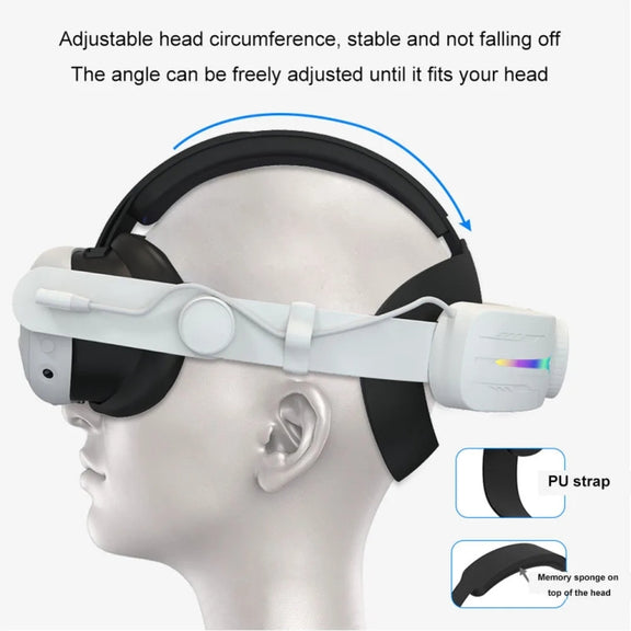 For Meta Quest 3 USB Rechargeable RGB Lighting Effect Adjustable Foldable Headset(White)