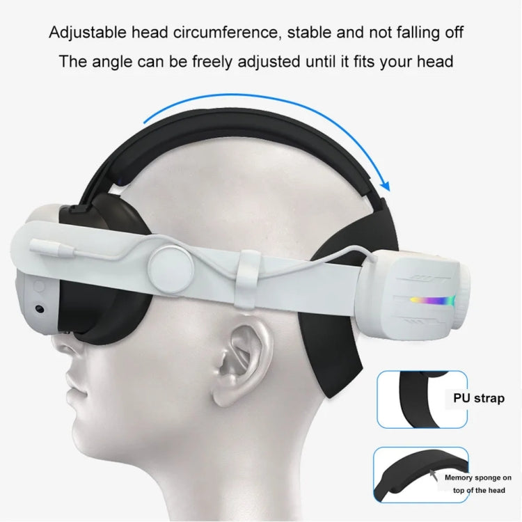 For Meta Quest 3 USB Rechargeable RGB Lighting Effect Adjustable Foldable Headset(Black)