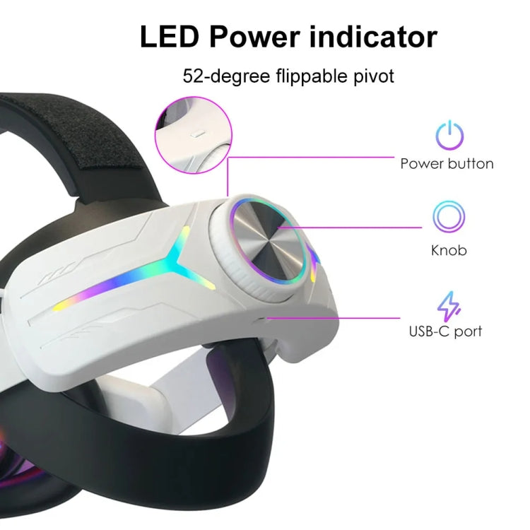 For Meta Quest 3 USB Rechargeable RGB Lighting Effect Adjustable Foldable Headset(Elite)