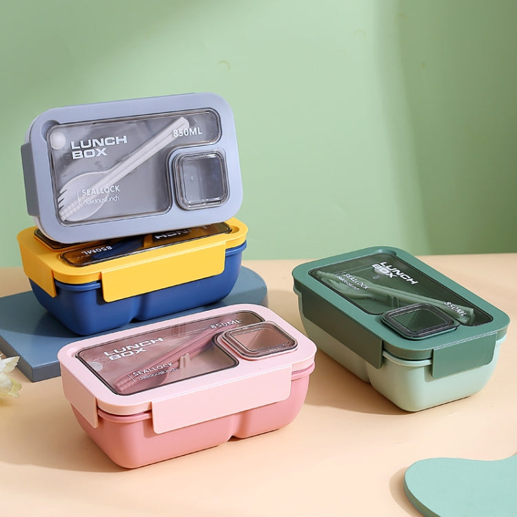 Rectangle Microwaveable Lunch Box Hermetic Bento Box with Spoon Chopsticks(Green)