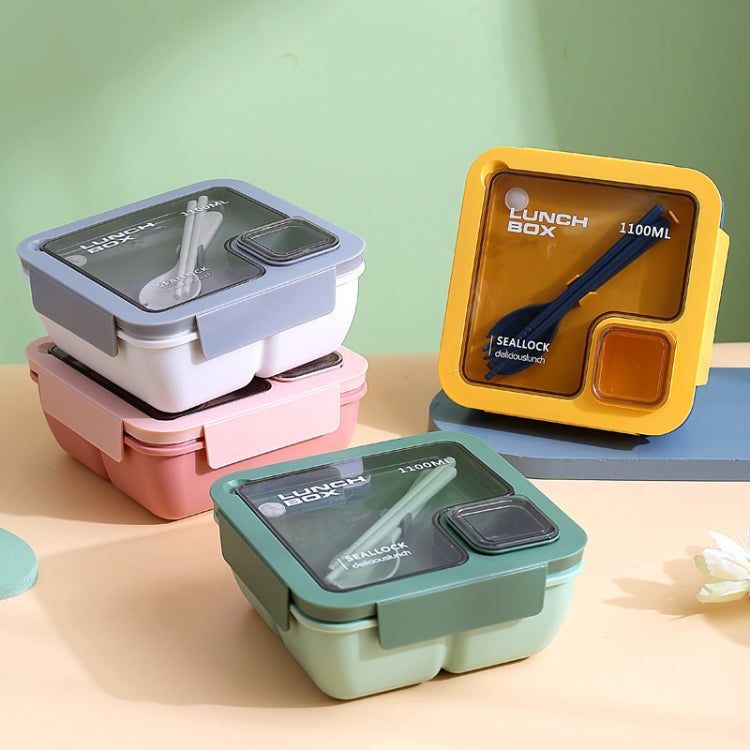 Square Microwaveable Lunch Box Hermetic Bento Box with Spoon Chopsticks(Blue)