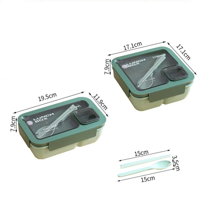 Square Microwaveable Lunch Box Hermetic Bento Box with Spoon Chopsticks(Blue)