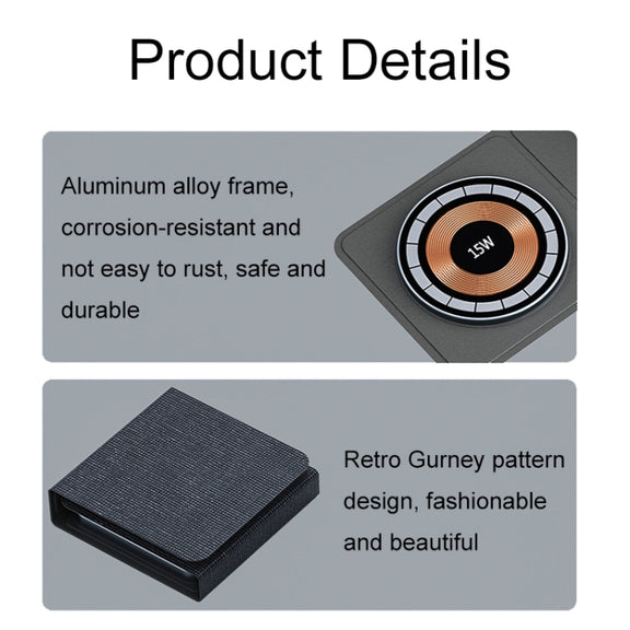 XH-X8 15W 3-in-1 MagSafe Foldable Mini Magnetic Mobile Phone Earphone Watch Wireless Charger(Black)
