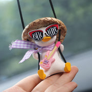 Car Cartoon Duck Rear View Mirror Interior Pendant(Brown Guitar Duck)