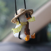 Car Cartoon Duck Rear View Mirror Interior Pendant(Brown Guitar Duck)
