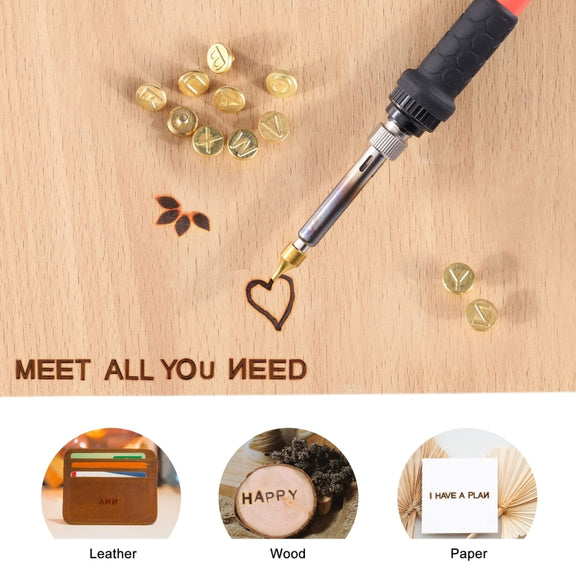 28 In 1 Wood Burning Solder Tips Uppercase Alphabet Chiseled Tips Blades Pyrography Tool
