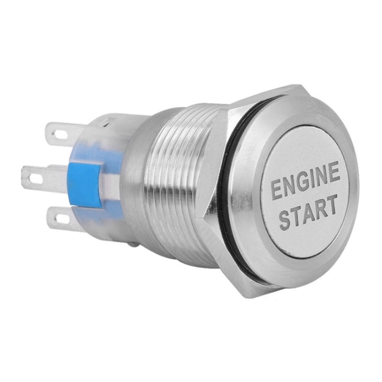 19MM Car Modification One-Button Start Switch Water-resistant LED Metal Button(Silver)