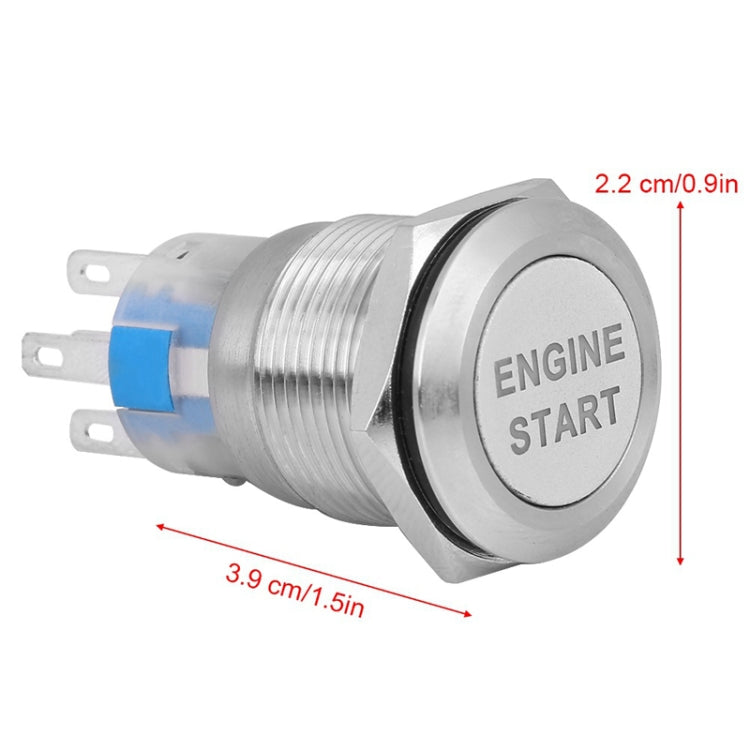 19MM Car Modification One-Button Start Switch Water-resistant LED Metal Button(Black)