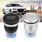 19MM Car Modification One-Button Start Switch Water-resistant LED Metal Button(Black)