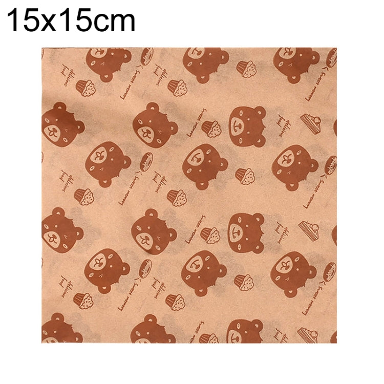 100sheets /Pack Bear Pattern Greaseproof Paper Baking Wrapping Paper Food Basket Liners Paper  15x15cm