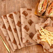 100sheets /Pack Bear Pattern Greaseproof Paper Baking Wrapping Paper Food Basket Liners Paper 20x30cm