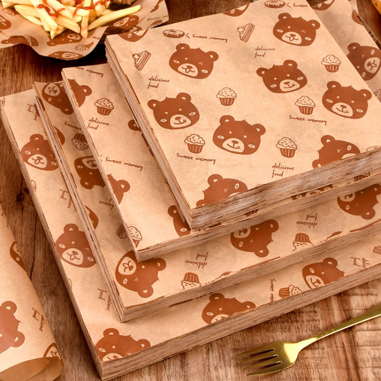 100sheets /Pack Bear Pattern Greaseproof Paper Baking Wrapping Paper Food Basket Liners Paper  15x15cm