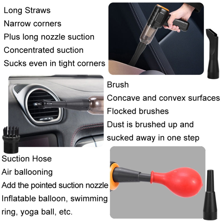 Car Vacuum Cleaner Large Suction Power Wireless Pump Inflatable Blower Handheld Small Vacuum Cleaner, Style: Brush 200W+2 Filters+Storage Bag (White)