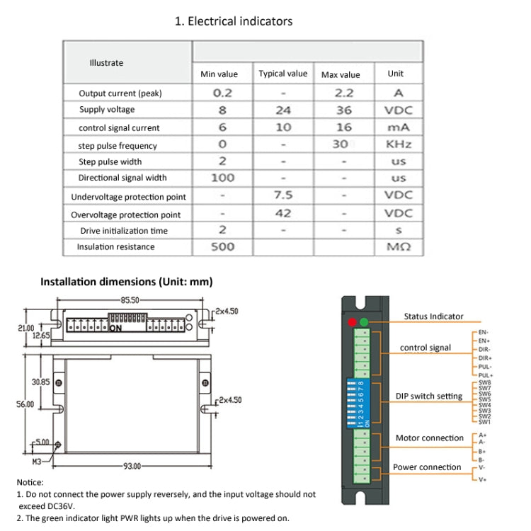 HANPOSE HPD332 2.2A 8-36V Stepper Motor Driver For 20 28 35 42 Motor