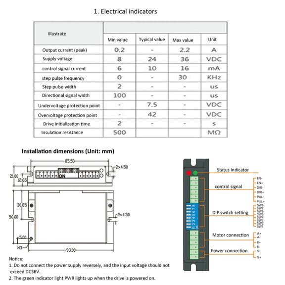 HANPOSE HPD332 2.2A 8-36V Stepper Motor Driver For 20 28 35 42 Motor