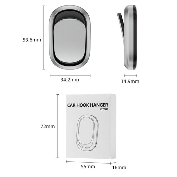 2pcs/set Car Adhesive Multifunctional Invisible Hook(Metal Gray)