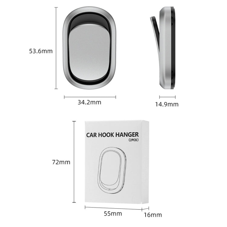 2pcs/set Car Adhesive Multifunctional Invisible Hook(Metal Gray)