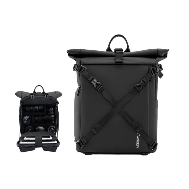 Cwatcun D113 Shoulder Leisure Camera Bag Water-resistant High Capacity Outdoor Travel Photography Bag, Color: Small Black