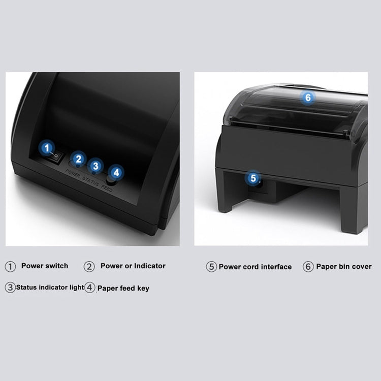 58mm USB Computer Version+Mobile Bluetooth Automatic Order Takeout Receipt Cashier Thermal Printer(EU Plug)