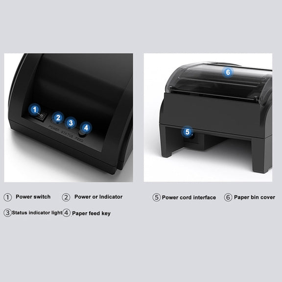 58mm USB Computer Version+Mobile Bluetooth Automatic Order Takeout Receipt Cashier Thermal Printer(EU Plug)