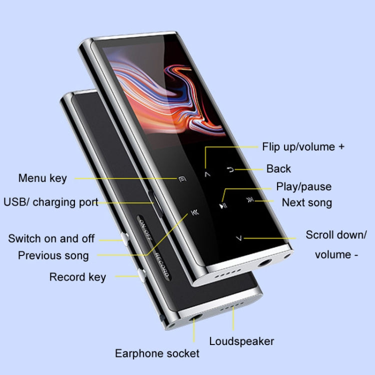 M27 1.8 Inch Bluetooth MP3/MP4 Music Player E-Book Recorder, Size: 32GB(Black)