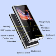 M27 1.8 Inch Bluetooth MP3/MP4 Music Player E-Book Recorder, Size: 32GB(Black)