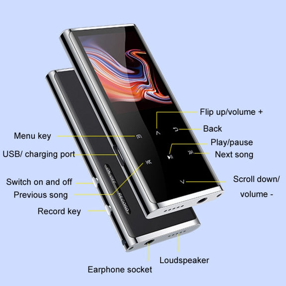 M27 1.8 Inch Bluetooth MP3/MP4 Music Player E-Book Recorder, Size: 32GB(Black)