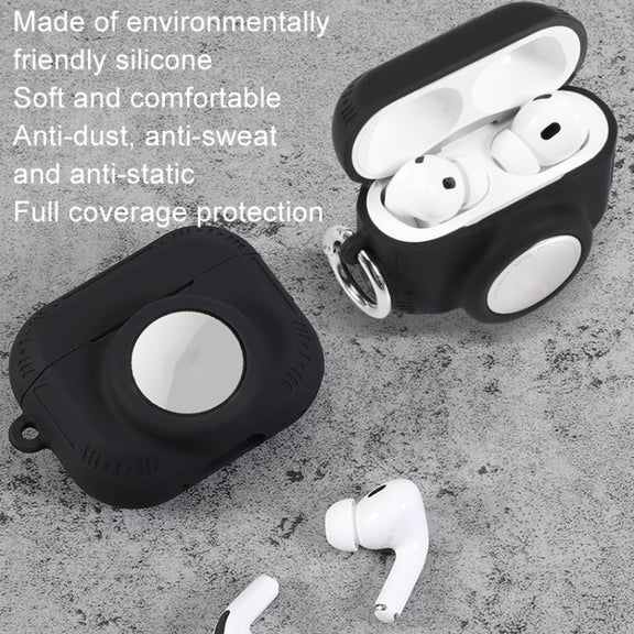 For AirPods Pro 2 / Airtag 2 In 1 All-inclusive Silicone Anti-drop Protection Case(Black)
