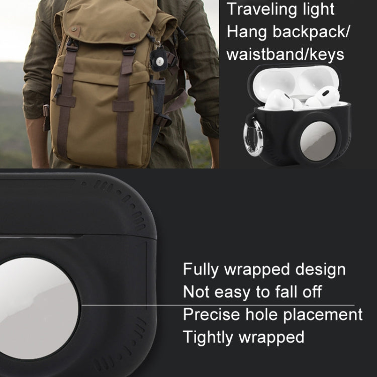 For AirPods Pro 2 / Airtag 2 In 1 All-inclusive Silicone Anti-drop Protection Case(Black)