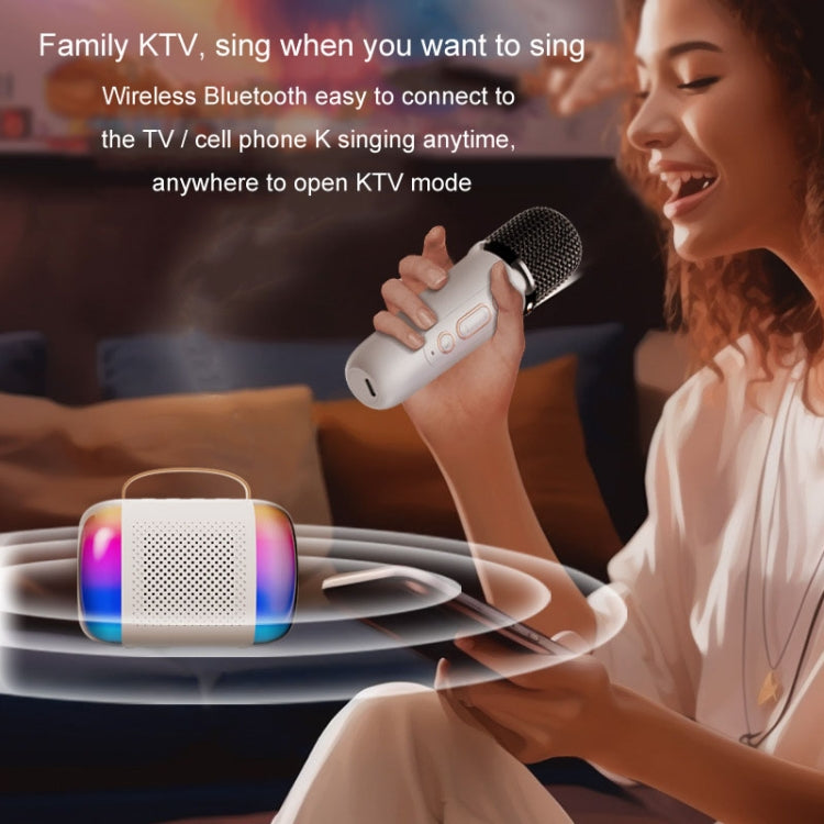 Y5 1 Microphone Portable Bluetooth Speaker Home And Outdoor Wireless Karaoke Audio(Pink)