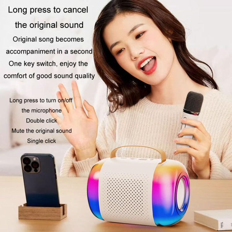 Y5 1 Microphone Portable Bluetooth Speaker Home And Outdoor Wireless Karaoke Audio(Pink)