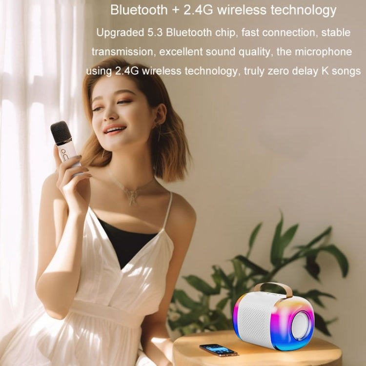 Y5 1 Microphone Portable Bluetooth Speaker Home And Outdoor Wireless Karaoke Audio(Pink)