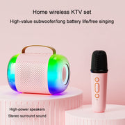 Y5 1 Microphone Portable Bluetooth Speaker Home And Outdoor Wireless Karaoke Audio(Pink)