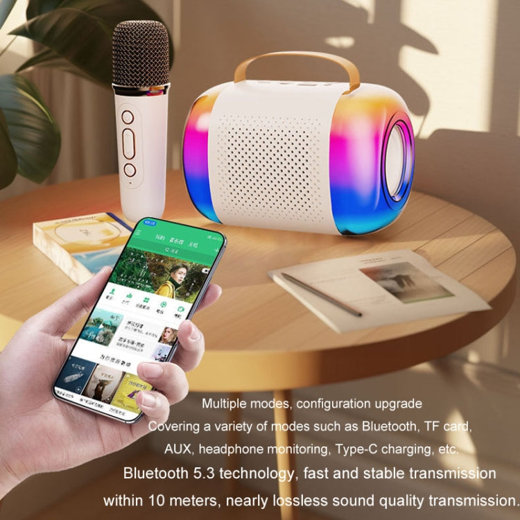 Y5 1 Microphone Portable Bluetooth Speaker Home And Outdoor Wireless Karaoke Audio(White)