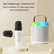 Home Portable Bluetooth Speaker Small Outdoor Karaoke Audio, Color: Y1 White(Double wheat)