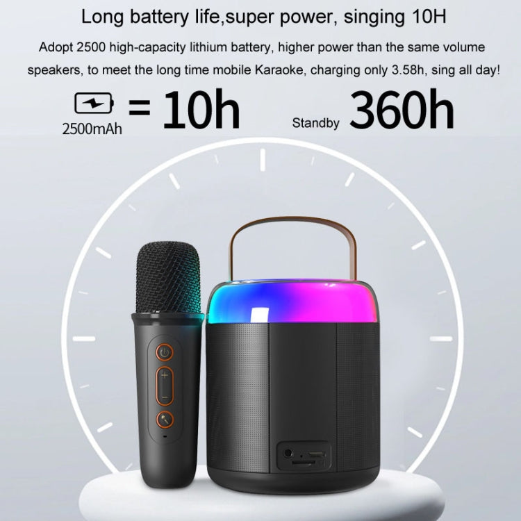 Home Portable Bluetooth Speaker Small Outdoor Karaoke Audio, Color: Y2 Black(Double wheat)