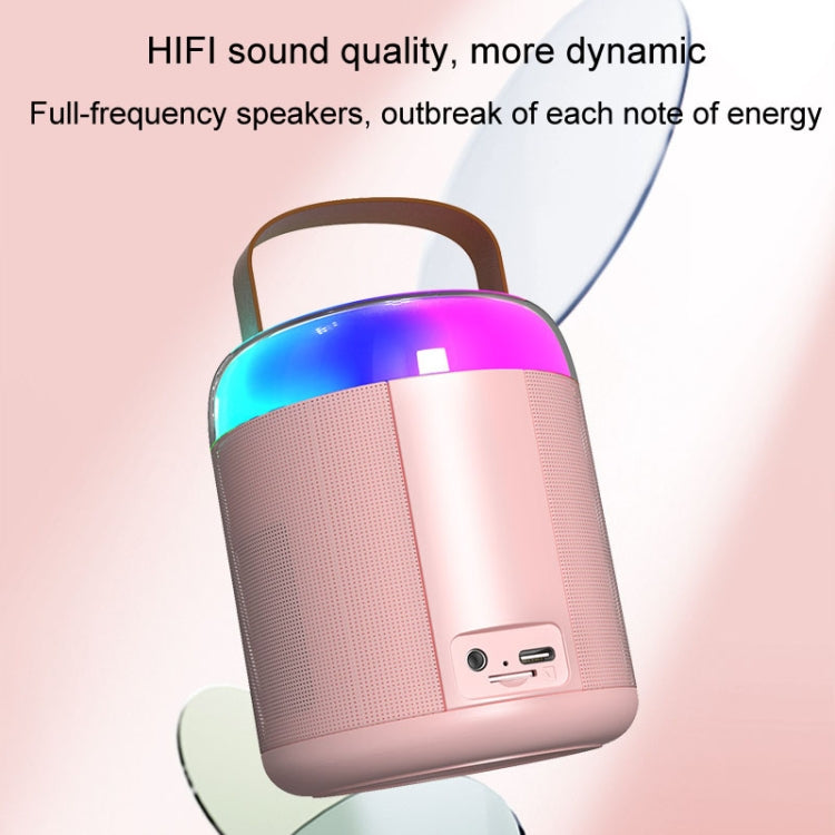 Home Portable Bluetooth Speaker Small Outdoor Karaoke Audio, Color: Y2 Pink(Double wheat)