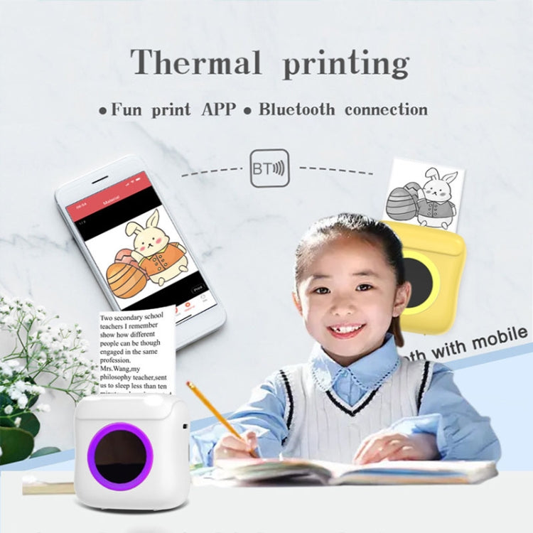 C22 Colorful Ambient Light Portable Mini Inkless Thermal Bluetooth Printer Error Question Label Printer(Blue)