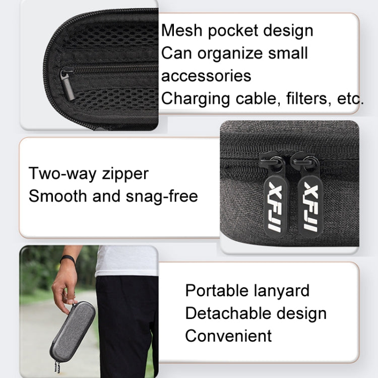 For DJI Osmo Pocket 3 XFJI Storage Box Water-resistant Drop-proof Mini Body Handbag Accessories(Dark Gray)