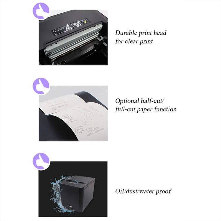 80mm USB+Network Port Thermal Receipt Printer Store Cashier Printer(UK Plug)