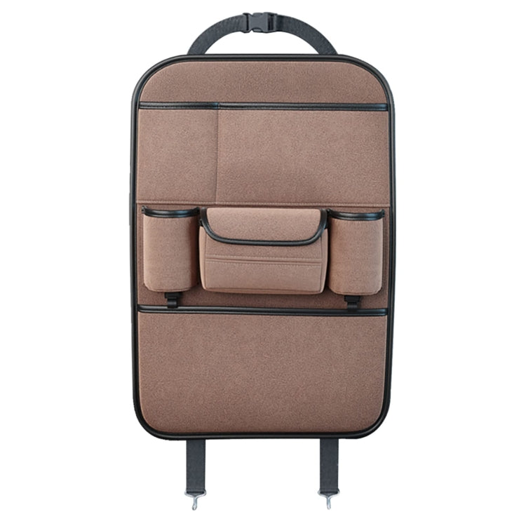 Multifunction Car Seat Back Storage Bag Seat Back Pocket Car Utility Storage Hanging Bag(Brown)