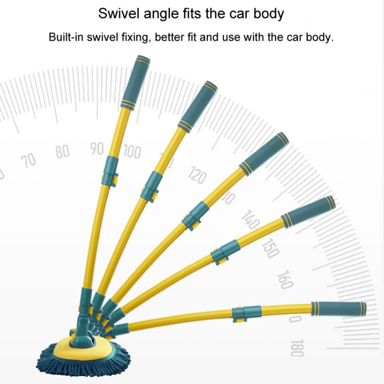 Curved Rod Car Wash Mop Retractable Cleaning Tool No Harm Car Special Soft Brush(Lake Green)