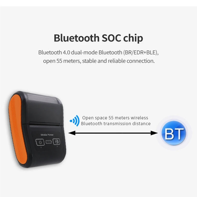 58mm Portable Logistics Takeaway Receipt Bluetooth Thermal Printer(UK Plug)