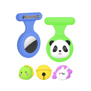 For AirTag 2pcs Silicone Protective Case Kids Brooch Snap Cartoon Locator Case(Pink+Yellow)